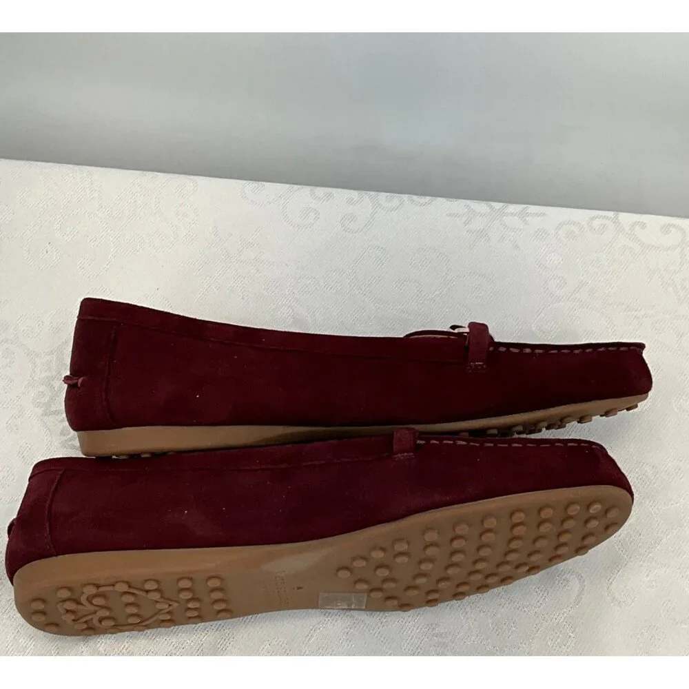 Kate Spade New York 8.5B Burgundy‎ Suede Loafers Silver Bit Detail Women's